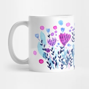 Watercolor whimsical flowers - purple and indigo Mug